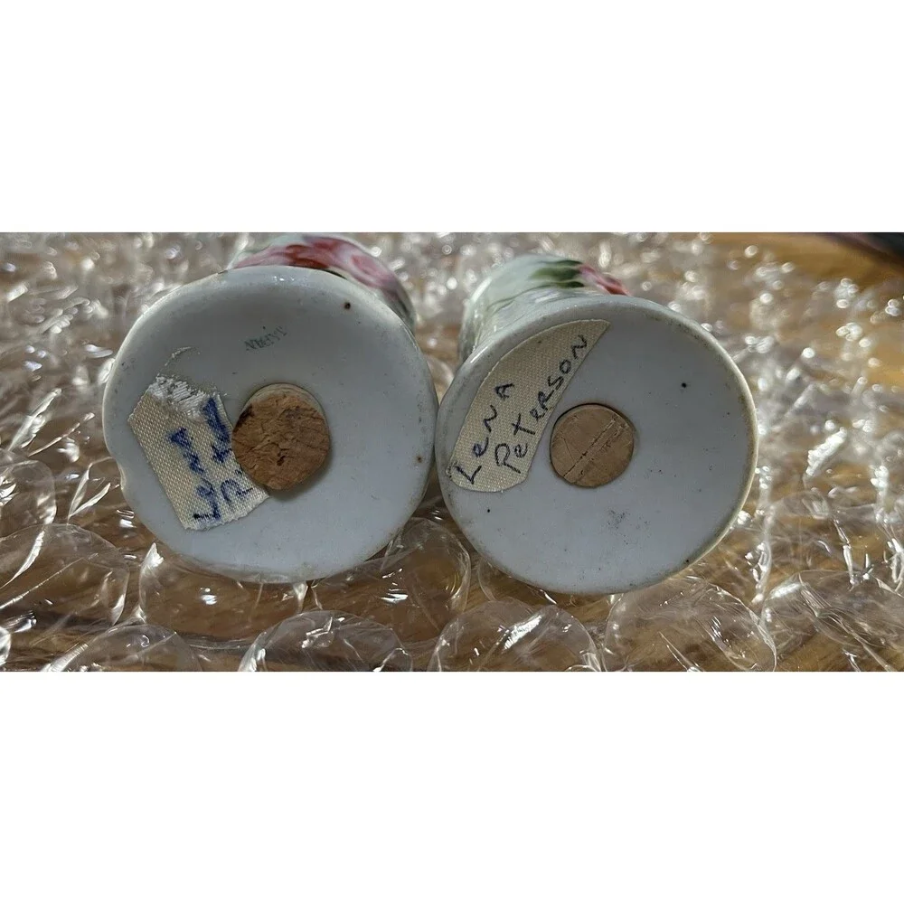 Vintage Nippon Hand Painted Salt and Pepper Shakers with Roses - Please Read